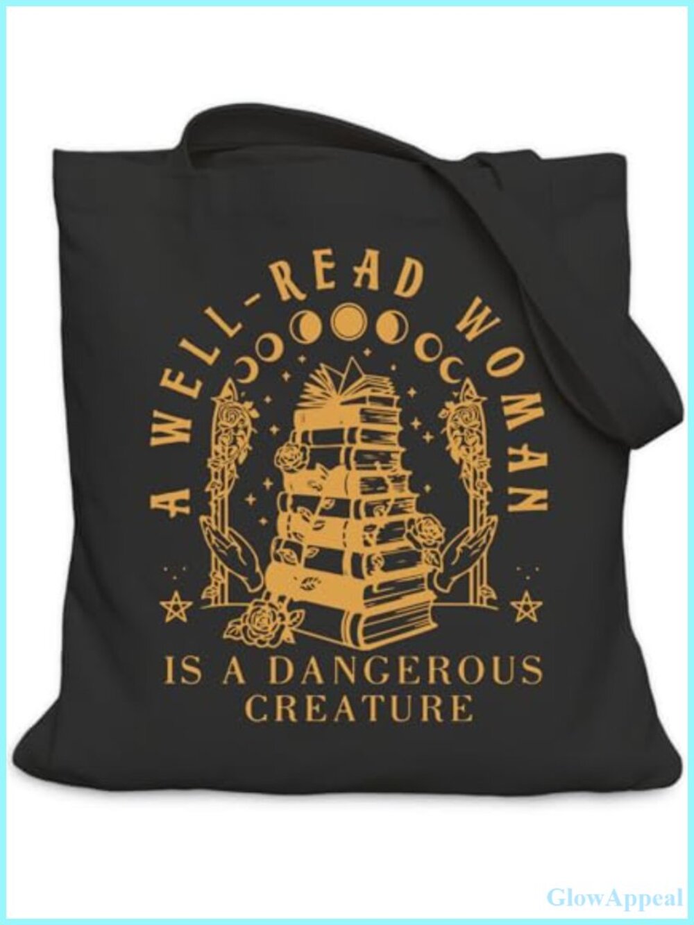 Canvas Book Lovers Tote Bag with Inner Pocket Medium Size